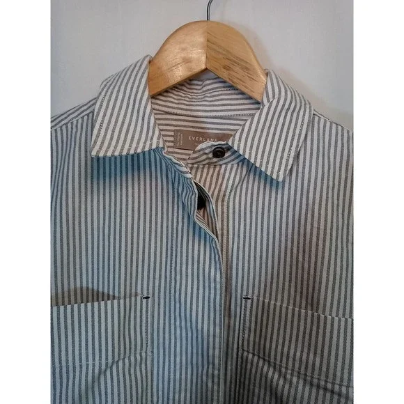 NWT Everlane Gray & White Oxford Shirt Dress Belted Organic Cotton Size XS - Picture 9 of 16